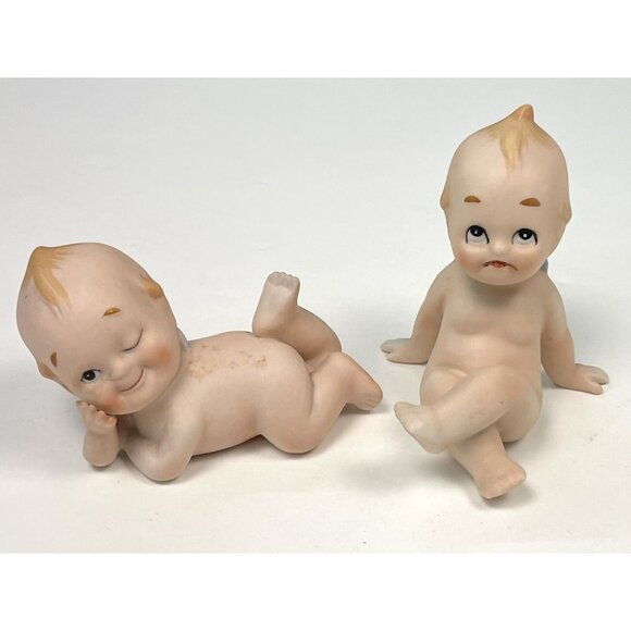 VTG Lot 4 Porcelain Bisque 3.5" KEWPIE Doll FIGURINES Sitting Crawling KW913 EUC - Picture 7 of 11